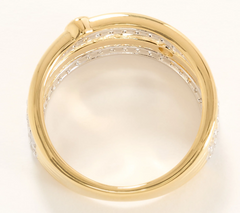 Diamonique Gold Clad Sterling Silver Two-Tone Highway Ring Size 7