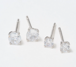 Diamonique Sterling Silver 4-Piece Holiday Gift Set with Jewelry Box