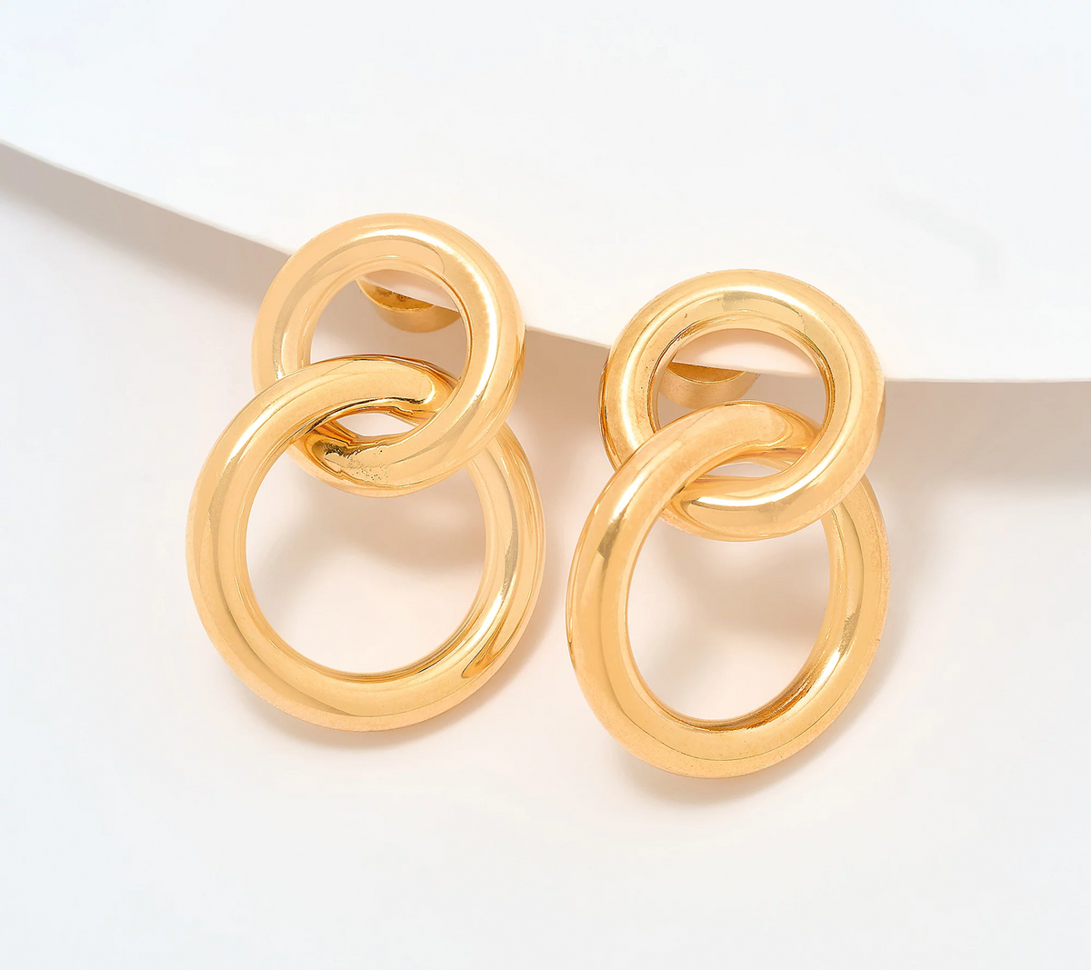David Markstein Yellow Bronze Double Circle Interlocking Earrings