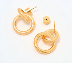 David Markstein Yellow Bronze Double Circle Interlocking Earrings
