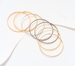 David Markstein Multi Color Premiere Bronze Set of 7 Luxe Slip on Bangles Avg