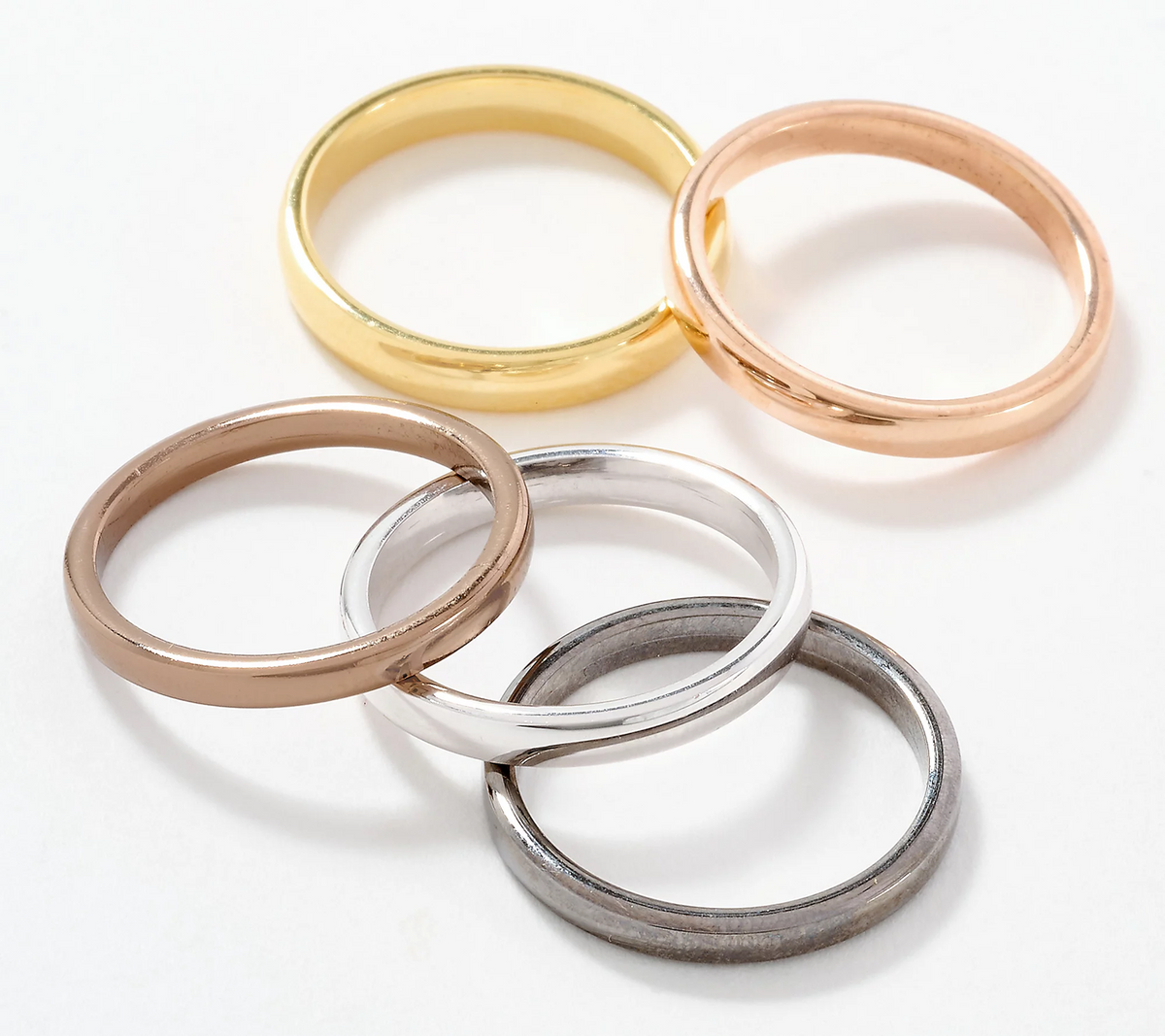 David Markstein Multi Color Bronze Premiere Set of 5 Stacking Rings Size 7