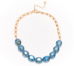 Susan Graver Gold Tone Montana Faceted Oval Necklace