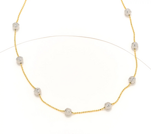 David Markstein 16" Silver/Gold Tone Sterling D/C Bead Station w/ D/C Chain Necklace