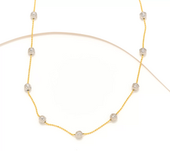 David Markstein 18" Two Tone Silver/Yellow Sterling D/C Bead Stations w/ D/C Chain Necklace (