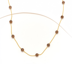David Markstein 18" Two Tone Mocha/Yellow Sterling D/C Bead Stations w/ D/C Chain Necklace