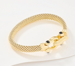David Markstein Yellow Bronze Mesh Status Buckle Clasp Bangle, 6-1/2"