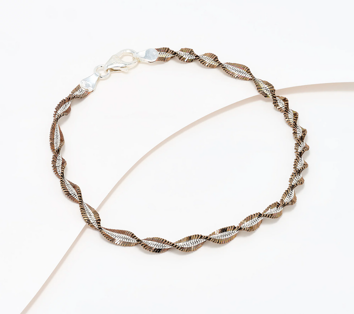 David Markstein Two-Tone Mocha Sterling Silver Debut Twisted Herringbone Bracelet Large