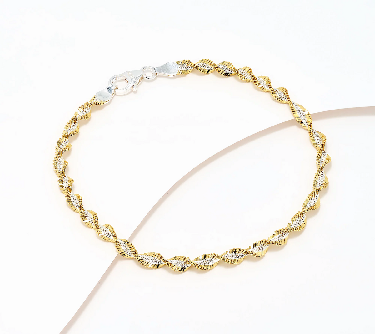 David Markstein Two-Tone Yellow/White Sterling Silver Debut Twisted Herringbone Bracelet Small