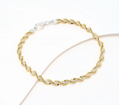 David Markstein Two-Tone Yellow/White Sterling Silver Debut Twisted Herringbone Bracelet Small