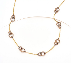 David Markstein Two Tone Mocha/YellowBronze "Two Circles One Love" 17"+3" Necklace