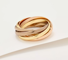 David Markstein Tri-Color Mocha Bronze 6 Band Rolling Ring Size 6