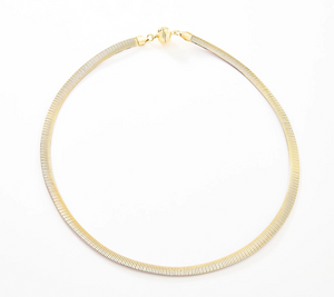 David Markstein 18" Yellow /Silver Bronze 6mm Reversible Omega Necklace w/ Magnet Clasp
