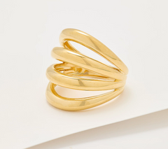 UltraFine 950 Silver Bold Multi Layered Band Ring Size 10