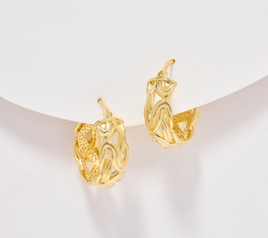 UltraFine 950 Silver Gold Tone Byzantine 3/4" Hoop Earrings