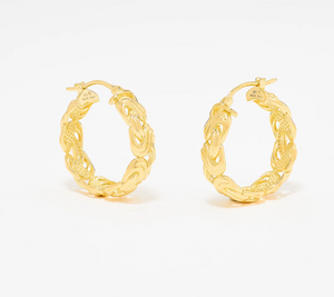 UltraFine 950 Silver Gold Plated Byzantine 1" Hoop Earrings