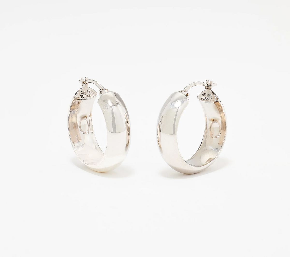 Silver Style Sterling Silver 1" Chubby Hoop Earrings