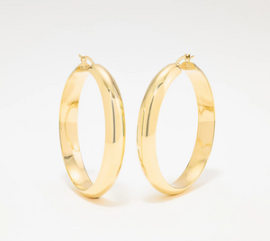 Silver Style Gold Clad Sterling Silver 2" Chubby Hoop Earrings
