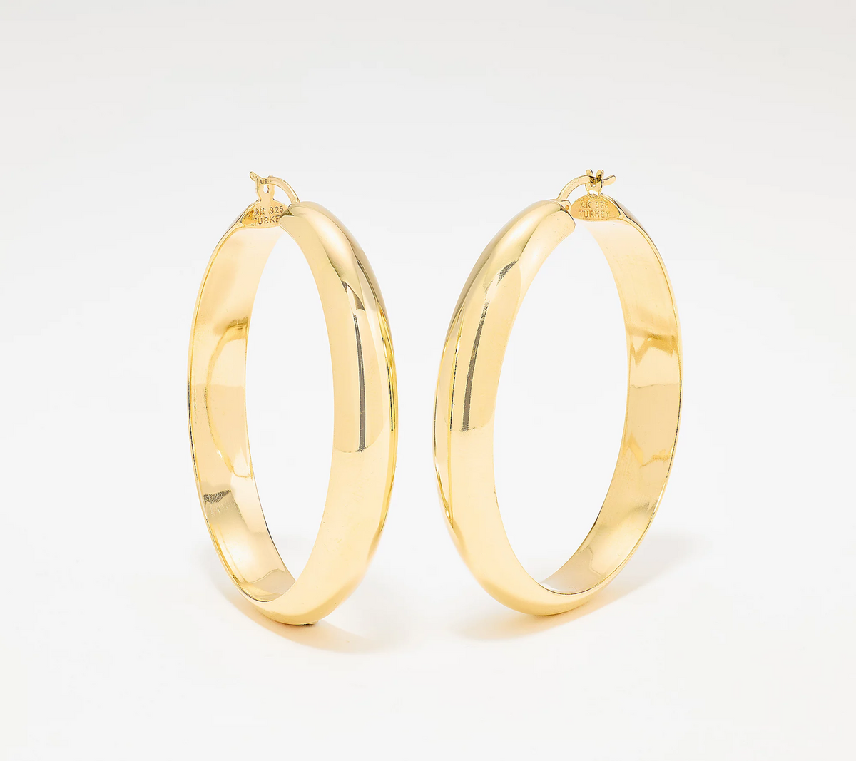 Silver Style Gold Clad Sterling Silver 2" Chubby Hoop Earrings