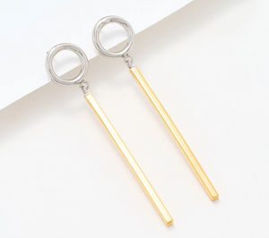 David Markstein Two Tone Yellow/Silver Bronze Bar Dangle Earring