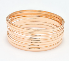 David Markstein Premiere Rose Bronze Set of 10 Luxe Slip On Multi Colors Bangles Large