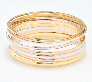 David Markstein Tri Color Rose Premiere Bronze Set of 7 Luxe Slip on Bangles Avg
