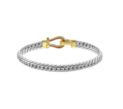Silver Style Two Tone Polished Clasp Bracelet Small