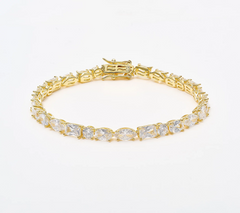 Diamonique Classics Gold Clad Sterling Silver Fancy Cut Tennis Bracelet Avg
