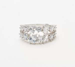 Diamonique Italia Sterling Silver Center Stones Ring, Size 7