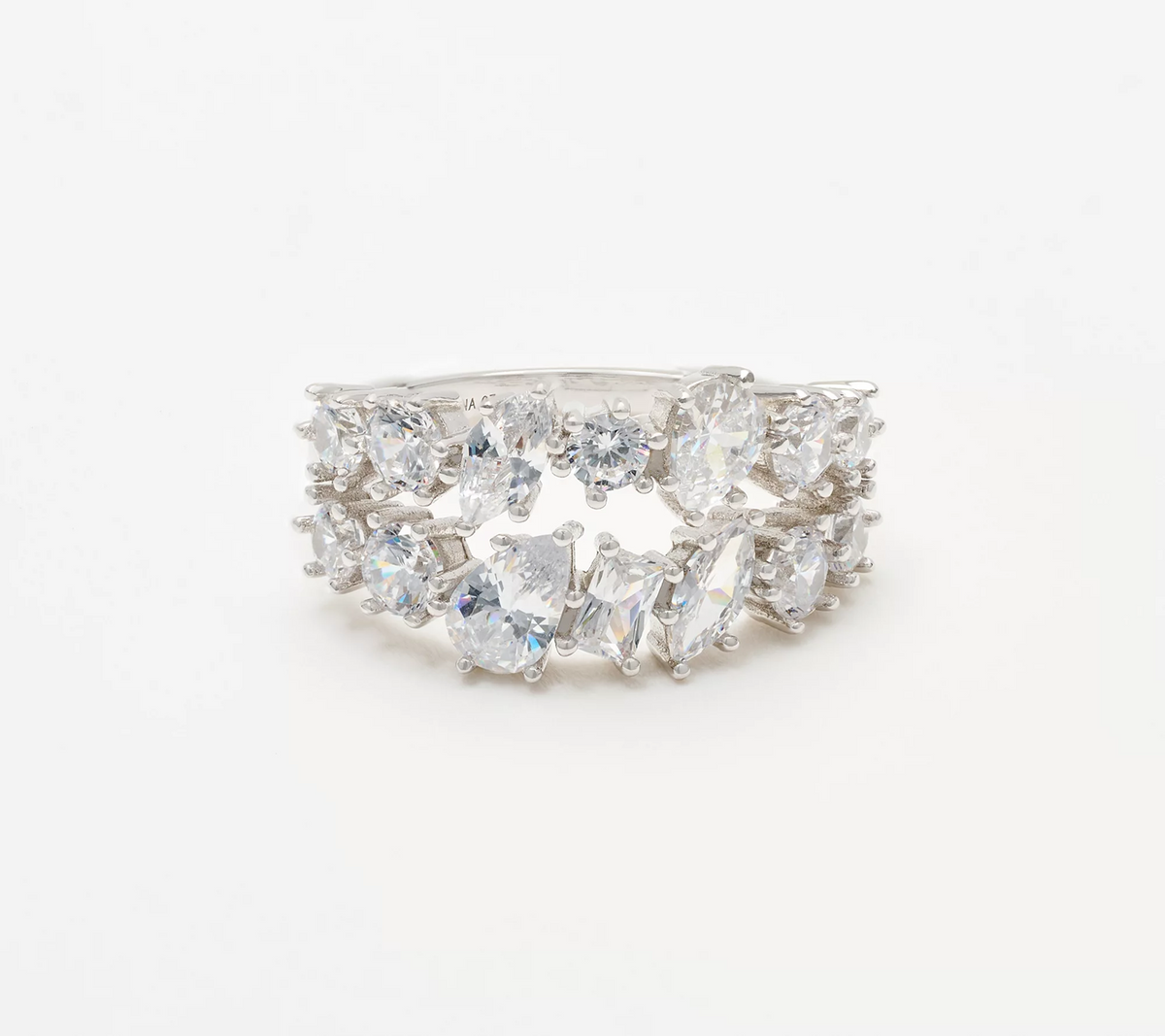 Diamonique Italia Sterling Silver Center Stones Ring, Size 7