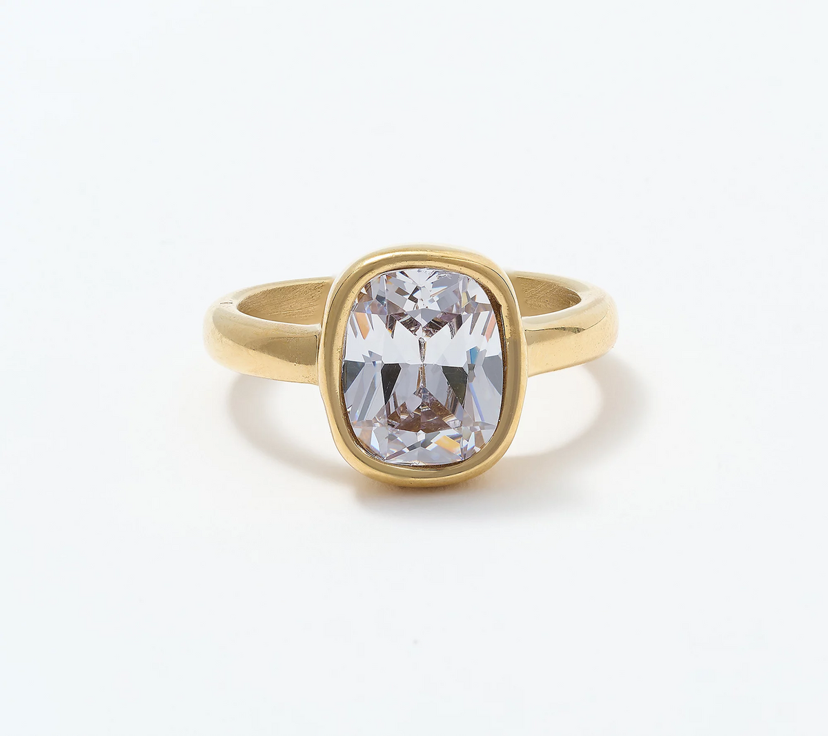 Steel by Diamonique Gold Tone Cocktail Ring Size 9