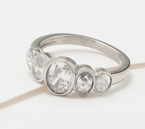 Steel by Diamonique Oval Band Ring Size 6