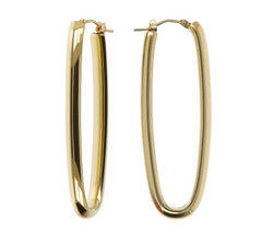 BellaOro 14K Gold Over Resin Elongated Oval Hoop Earrings