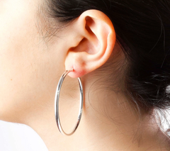 UltraFine Silver 2" Polished Round Hoop Earrings