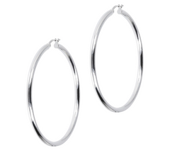 UltraFine Silver 2" Polished Round Hoop Earrings