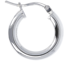 Italian Silver Polished 1/2" Round Hoop Earrings