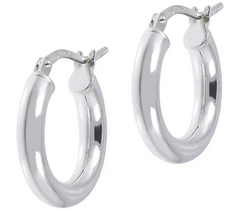 Italian Silver Polished 1/2" Round Hoop Earrings