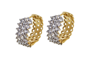 Colleen Lopez Goldtone Sterling Silver White Zircon Hugger Hoop
