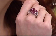 Colleen Lopez Sterling Silver Oval Ruby & White Zircon 7-Stone Ring. Size 6