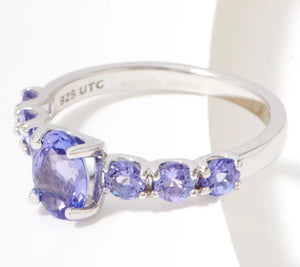 Generation Gems Exotic Tanzanite Oval Cut 7-Stone Ring Sterling Silver Size 7