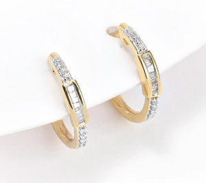 Accents by Affinity 14K Gold-Over-Sterling Baguette Hoop Earrings, 0.10 cttw