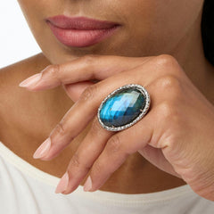 Colleen Lopez Faceted Oval Labradorite Doublet Sterling Silver Ring, Size 6