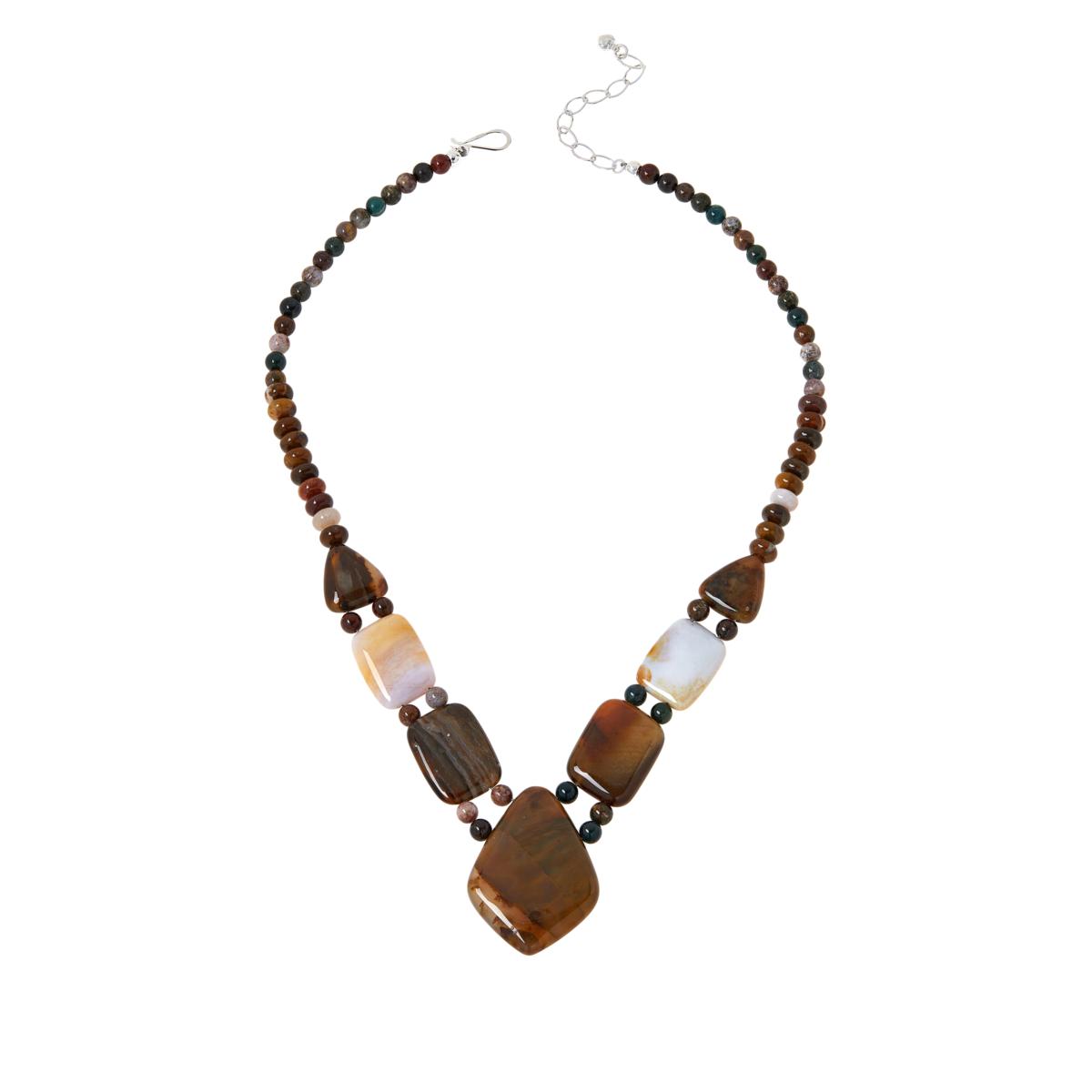 Jay King Sterling Silver Opal in Chalcedony and Jasper Necklace