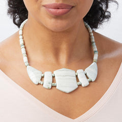 Jay King Sterling Silver Banded White Quartzite Necklace 18" Mine Finds