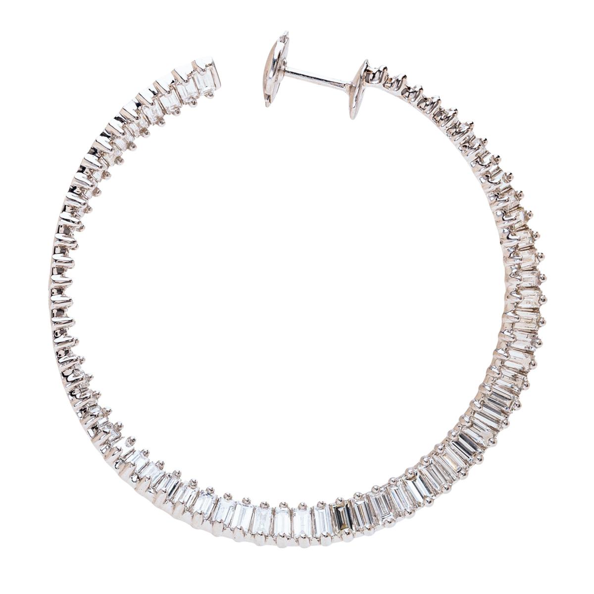 Made by Malyia 14K White Gold Dancing Wave Twist Hoop Earrings | 1.5 CTTW