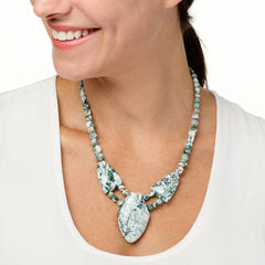 Jay King Sterling Silver Multicolor Moss Agate Necklace 18" .925