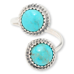Chaco Canyon Sleeping Beauty Turquoise Double Circle Adjustable Ring, Size 8