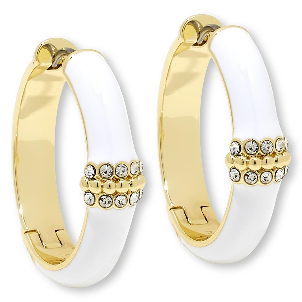 Heidi Daus "Slim Pickens" Pavé Crystal Accent Hoop Earrings, White
