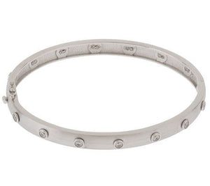 Epiphany Sterling Silver Platinum Clad Diamonique Bellissima Satin 100-FacetBangle