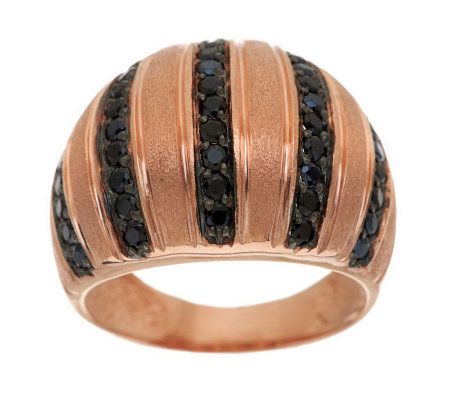 Italian Silver Sterling Roseclad 1.00 cttw Black Spinel Satin Finish Ring, Size 5